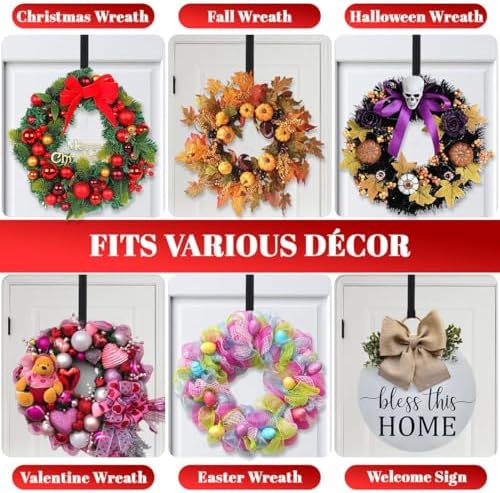 Metal Wreath Hanger for Front Door, Adjustable Wreath Hanger from 12-20"