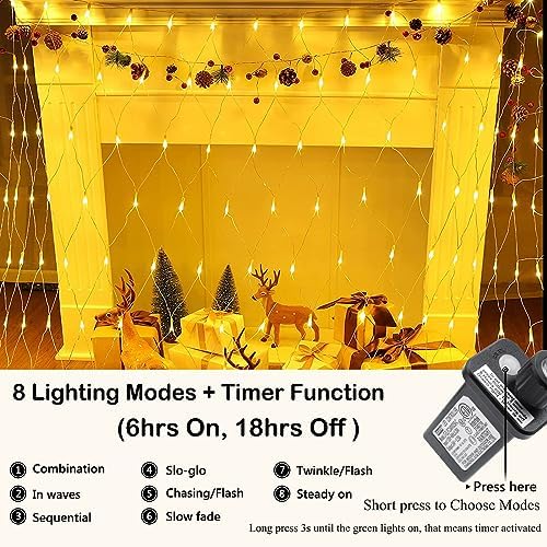 Joomer Christmas Net Lights - 11FT x 4.5FT 300LED Plug-in Light-Warm White