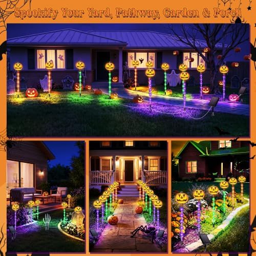 18.89'' Solar Pumpkin Lights Outdoor Halloween Decorations, 6 Pack