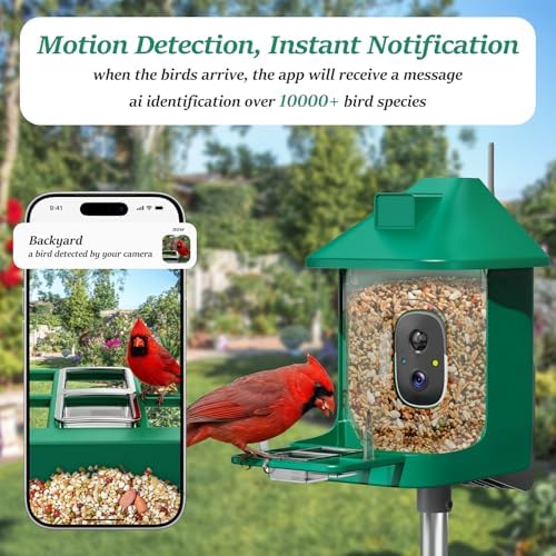 Bird Feeder with Camera,WiFi Smart Bird House with Cam Solar Powered