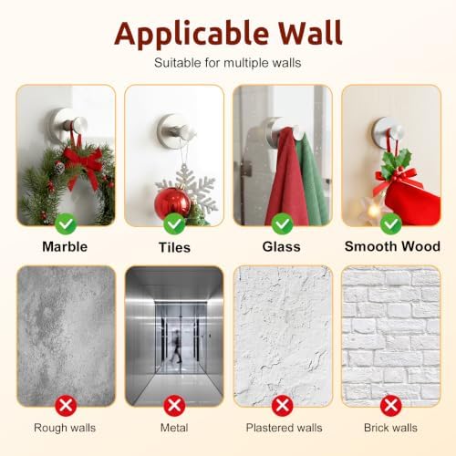 4Pcs Suction Cup Hooks for Shower, Heavy-Duty Wreath Hangers for Front Door