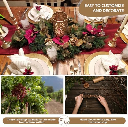 15 Inch Grapevine Swag Wreath Base, Natural Vine Frame, 6 Pack