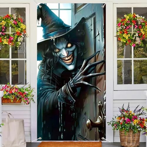 BlissYard Halloween Door Cover Creepy Witch 71 x 35 Inch