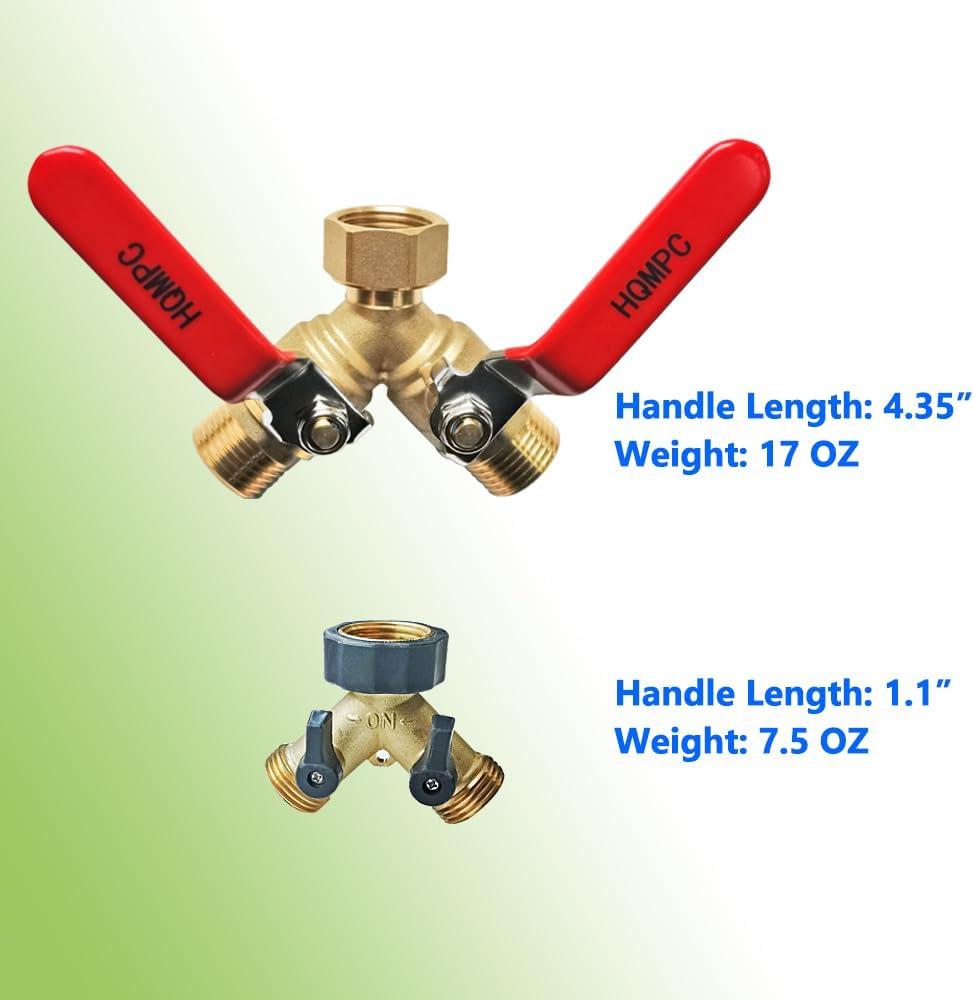Garden Hose Y Valve Splitter Brass Hose Splitter With Stainless Steel Long Handle Brass Garden Hose Adapter 2 Way Y