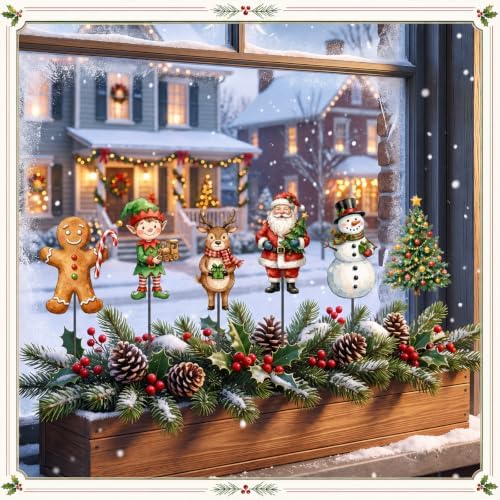 Pickmesh 6 Pcs 12" Metal Christmas Yard Stakes Outdoor Decorations
