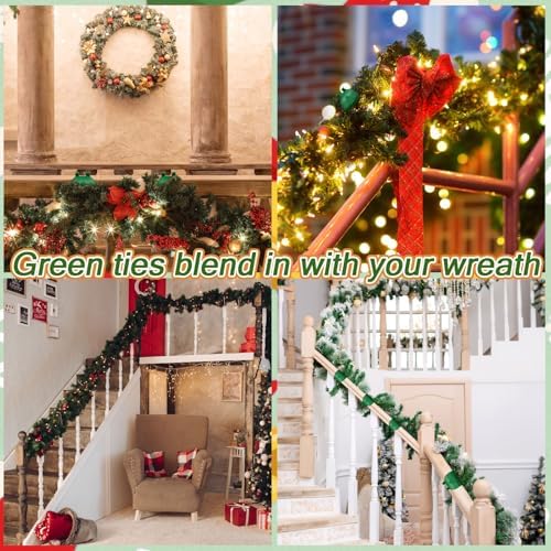 12 Pcs Christmas Railing Protection Garland Ties for Banister Holiday Silicone Garland Ties with Padding Prevents Scratches Wreath Hanging Fasteners for Staircase Seasonal Decor (Green)