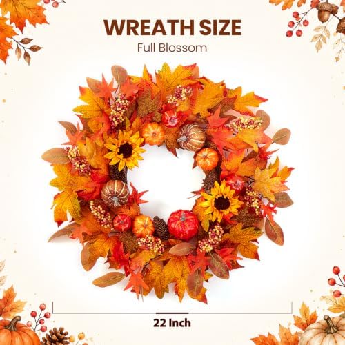 Fall Decorations for Home, Fall Autumn Thanksgiving Wreaths for Front Door