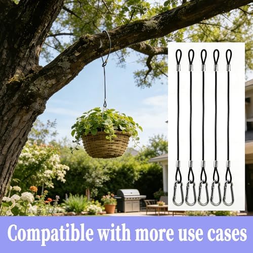 5 Pcs 25in Hanging Chain Cable Rope Bird Feeder Hanger, Hanging Steel Cable with Carabiner Hook, for Suet Feeder, Tree, Planters, Lanterns