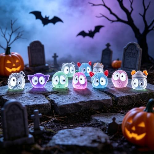 56 Pcs Halloween Luminous Mini Miniature Resin Ghost Figurines