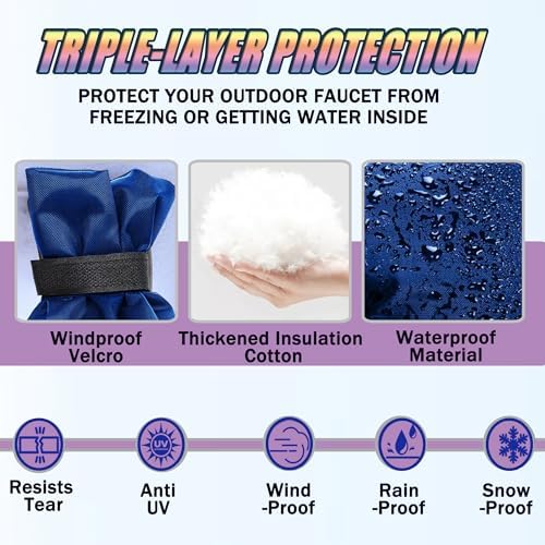 Outdoor Faucet Cover for Winter - Pro 7.1" W x 9.8" H - 4 Pack Outdoor Water Faucet Cover Socks for Winter Freeze Protection Pipe Insulation Reusable Waterproof Insulated Spigot backflow Cover - Blue