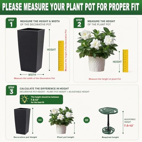 2 Pack Plant Risers for Inside Pots, 7.5-12" Adjustable Height Plant Riser