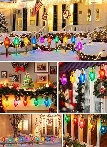 Hanging Christmas Decoration Outdoor, 8.5 FT 5 LED Jumbo C9 Pathway Lights