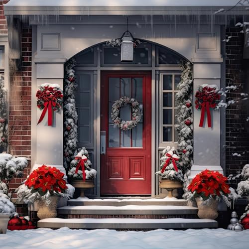 Daifunli 6 Pcs Christmas Poinsettias Artificial Flower for Outdoor Outside