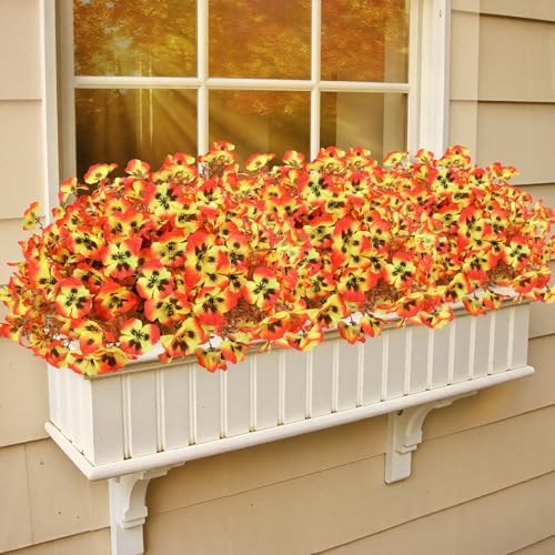Geegoods Artificial Fall Flowers for Outdoors, Orange, 20PCS