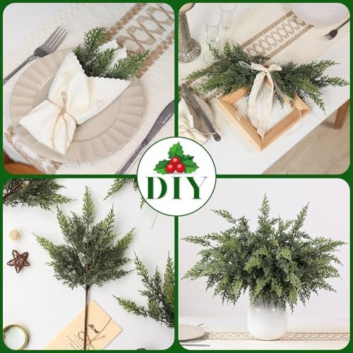 24 Pcs 18"Christmas Artificial Lifelike Touch Cedar Branches for Vase Decor