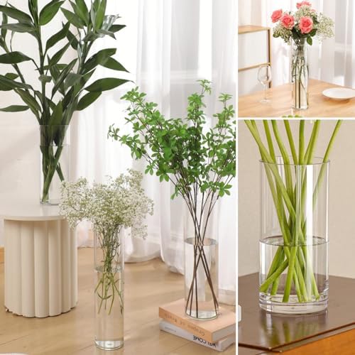 4 Clear Acrylic Cylinder Flower Vase Set Unbreakable Plastic Vase