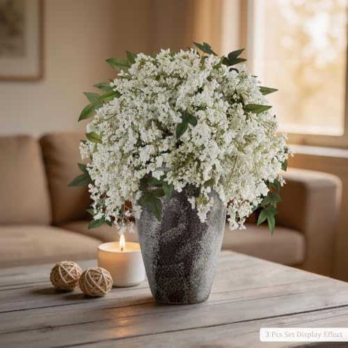 1 Pcs Artificial Berry Stem 36" Realistic Flowers Picks Branches Faux Stem Spray DIY for Holiday Seasonal Farmhouse Mantel DIY Home Decorations (White Green)