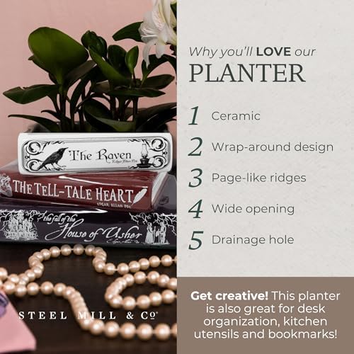 Steel Mill & Co. Book-Shaped Decorative Planter, Edgar Allan Poe