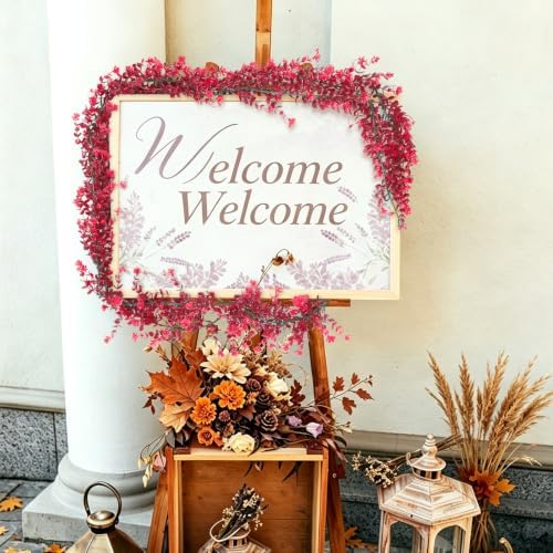 RECUTMS 3Pcs Artificial Eucalyptus Garland Fall Fake Vine Plant with Flower