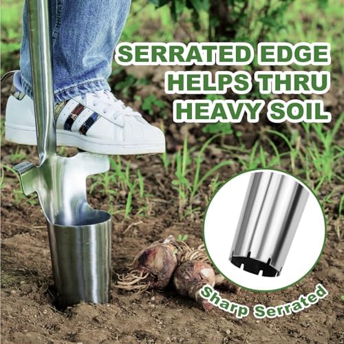 Haliaeetus Long Handle Bulb Planter Tool, 37'' Stainless Steel Bulb Planter