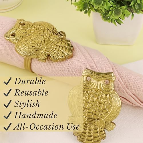 Gold Metal Napkin Rings Set of 12 – Decorative Napkin Holders for Cloth Napkins, Farmhouse, Modern, Wedding, Thanksgiving, Christmas & Everyday Dining Table Decor, Antique Gold