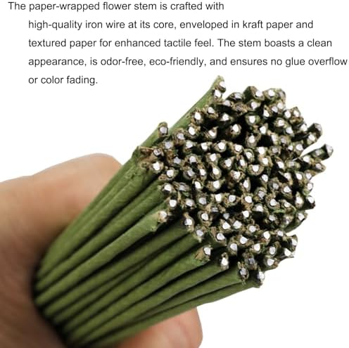 50 PCS Floral Wire 2 Gauge Green Floral Paper Wrapped Wire 16 inch/40cm Crafts Florist Stems for Flower Arrangement Supplies Crafts Bouquet Stem Wreath Making (Diameter 2mm)