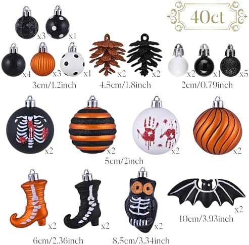 Valery Madelyn 40ct Halloween Ornaments Shatterproof Tree Decoration Indoor