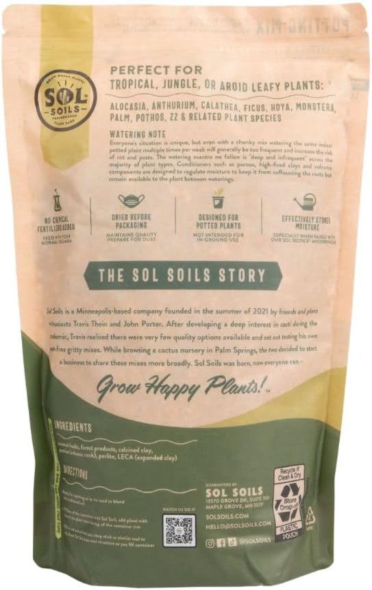 Chunky Houseplant Mix - Fast Draining Soil for Indoor Plants with Coco Coir Chips, Perlite, & Pumice, 2 Quart