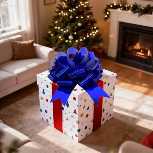 Big Car Bow, 16 Inch Huge Blue Bow for Car Bike Gift Birthday House Decor