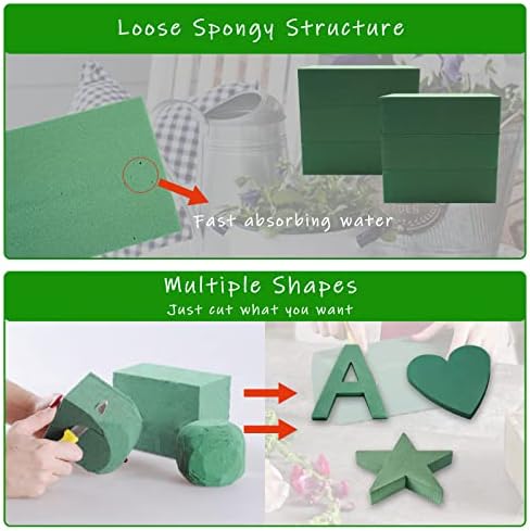 Prashent 3Pcs Floral Foam Blocks,Green Wet Dry Flower Foam Plant Foam for Fresh & Artificial Flower Arrangements DIY Craft 5.5”L x 3.1”W x 1.7”H