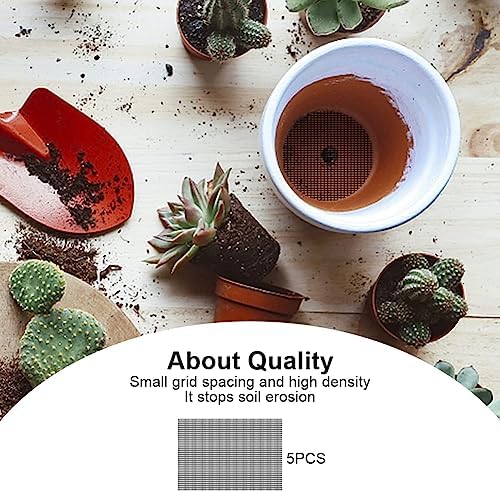 Xiaokeis 5pcs Flower Pot Hole Mesh Pad, 7.87 x 11.81inch Bonsai Mesh Drainage Screens Plant Pot Drainage Meshs Plant Screen Meshs, DIY Drainages Netting Pots Bottom Grid Mat(Color:Black)