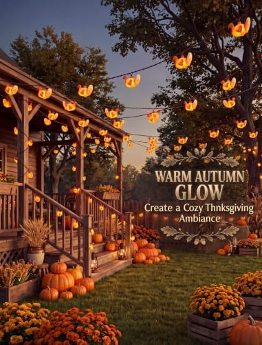 SUNSGNE Thanksgiving Turkey String Lights, 12FT 20 LED Fall Decor Lights