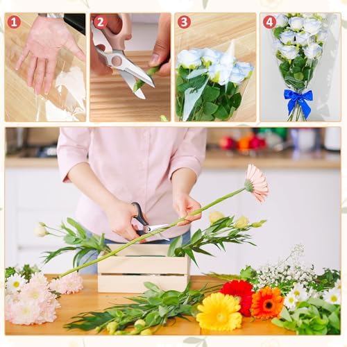 JOYIT Flower Bags for Bouquets, 100PCS Flower Wrapping Papers, 9.8" x 18"