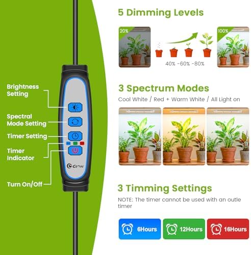 Kullsinss 8in Grow Lights Strips for Indoor Plants, 112 LEDs Plant Light