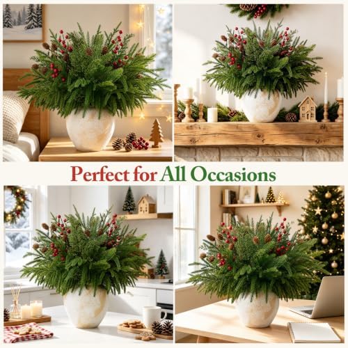 16pcs christmas Flowers Artificial Greenery for Christmas Decorations