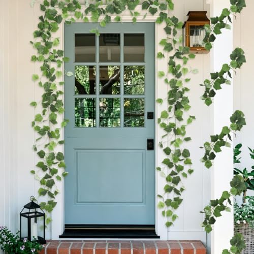 RECUTMS 2Pcs Artificial Grape Leaves Ivy Vine 5.9Ft Silk Green Leaf Garland