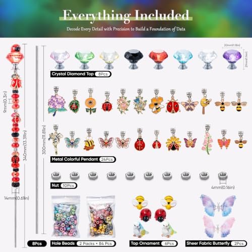 264Pcs Beaded Animal Garden Stakes Fairy Wand 12in Threaded Rods