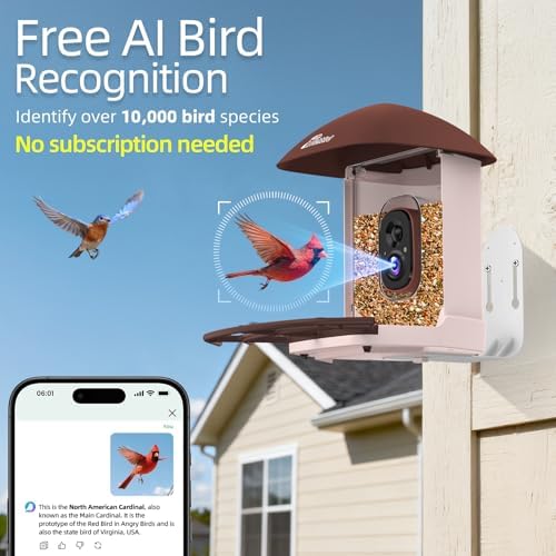 Smart Bird Feeder with Camera Solar Powered, 2.5K UHD Birdwatching Cam
