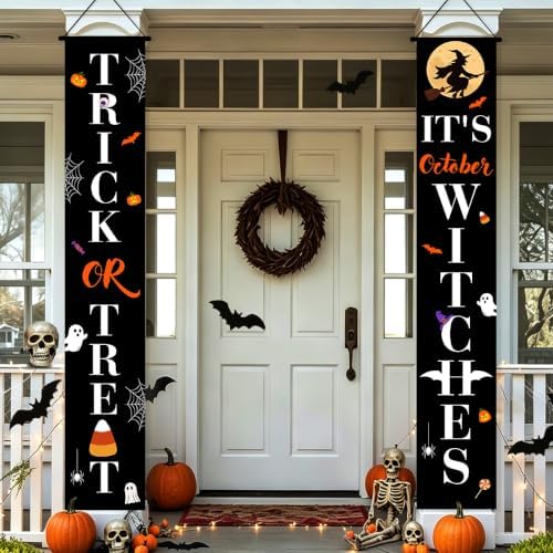 Halloween Door Banners Outdoor Halloween Decorations Witches Porch Decor