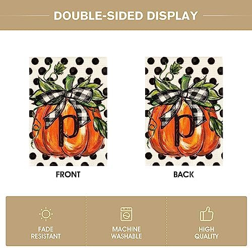 AVOIN colorlife Fall Monogram Letter P Garden Flag 12x18 Inch for Outside