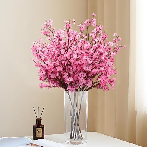 5 Pcs Fake Flowers, Real Touch Babys Breath Artificial Flowers, Pink