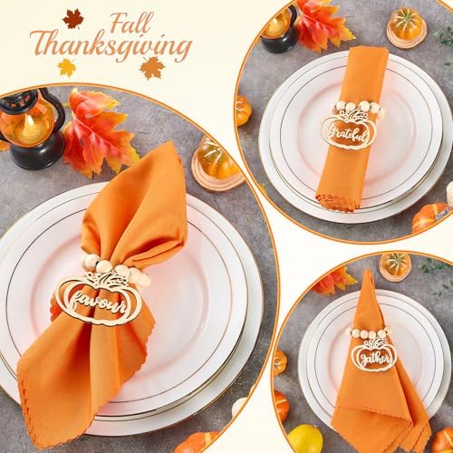 6Pcs Fall Thanksgiving Pumpkin Napkin Rings for Thanksgiving Table Decor