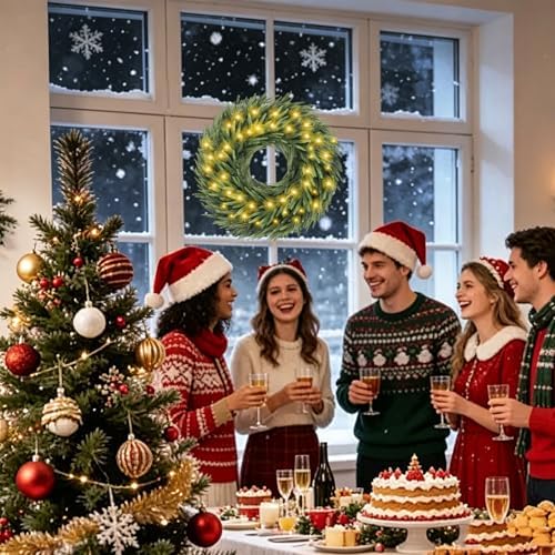 Norfolk Pine Christmas Wreath for Front Door Decoration, 2 Pack
