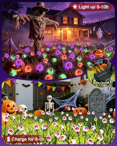 LORRYTE Solar Halloween Eyeball Lights, 6 Pack Swaying Outdoor Garden Decor
