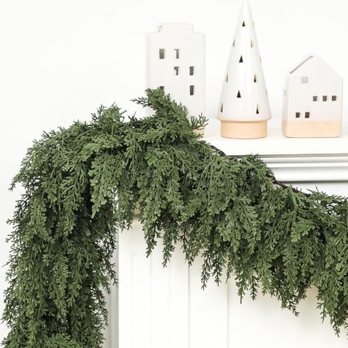 Jutom 2 Pcs 9 ft Artificial Cedar Garland for Christmas