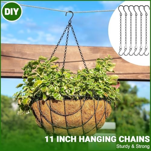 12 Pack 11 Inch Plant Hanger,Black Hanging Chains with S Hooks