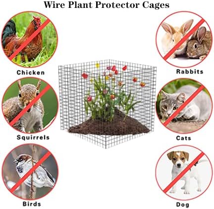 Small Wire Plant Protectors, 10 Pack 12" Square Plant Protectors from Animals Mesh Plant Cage Chicken Wire Cover for