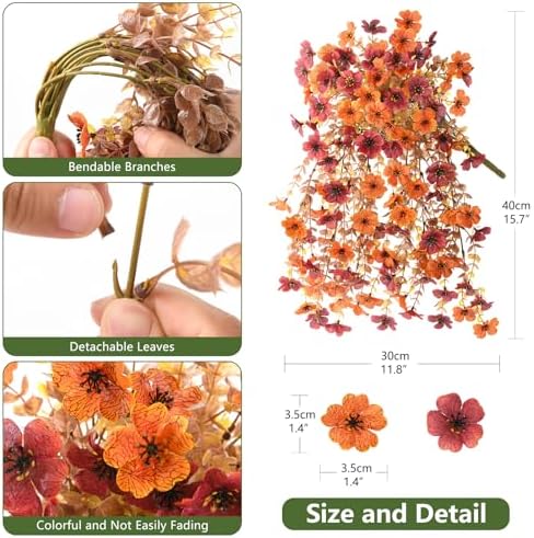 Homsunny Artificial Faux Mums Fall Flowers for Outdoor Outside Decoration