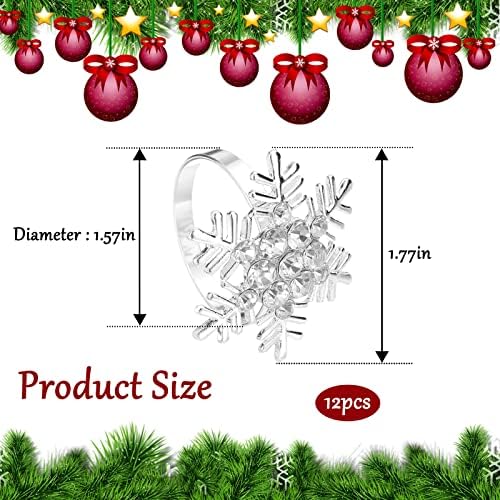 Legigo 6 Pcs Christmas Napkin Rings- Sliver Diamond Snowflake Napkin Holder Rings Dinner Tables Rings for Xmas Winter Holiday Place Setting, Dinner Parties, Weddings, Family Gatherings