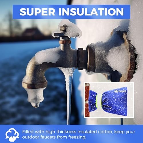 Outdoor Faucet Covers for Winter Freeze Protection, Hose Bib Covers for Winter, Water Spigot Cover Winter Insulated, 2 Pack 6.7" x 9.5" Pipe Insulation Cover Socks Outside Faucet Freeze Protector Blue